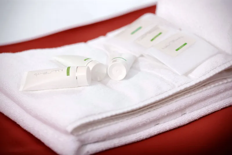 In-room comfort details and bathroom at Lifestyle Hotel Prague.